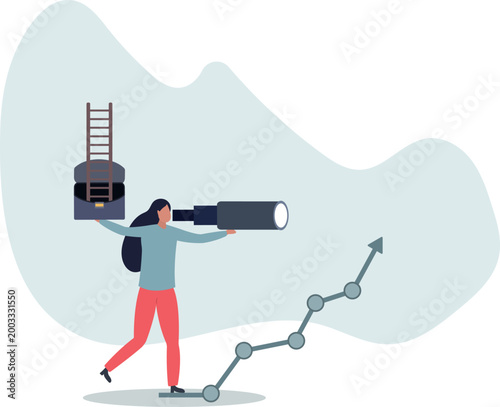 Investment upside potential, economy prediction or forecast, vision or analyze future, business growth or earning increase concept,person's life situation and his activities.