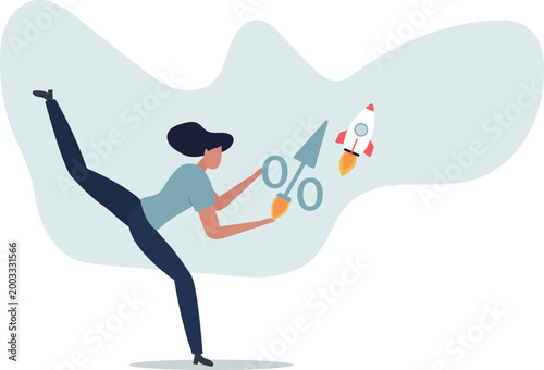 Interest rate rising up, Federal reserve or central bank raising policy, inflation or monetary percentage concept,person's life situation and his activities.