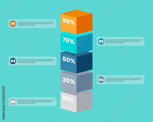 Foto 3D Percentage Infographic Design with Step Process Layout