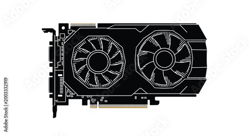 Graphics card silhouette on a white background