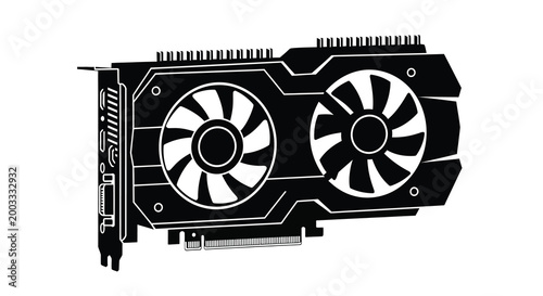 Graphics card silhouette on a white background