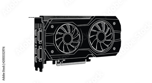 Graphics card silhouette on a white background