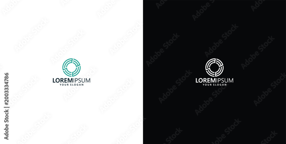 Fototapeta premium Elegant and Modern Circular Abstract Logo Design Concept Featuring Interconnected Geometric Shapes for Brand Identity and Digital Presence