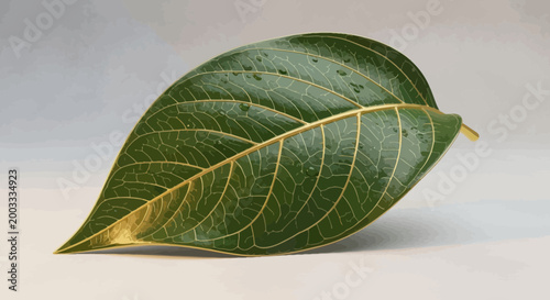 Foto Green leaf with yellow veins plant.