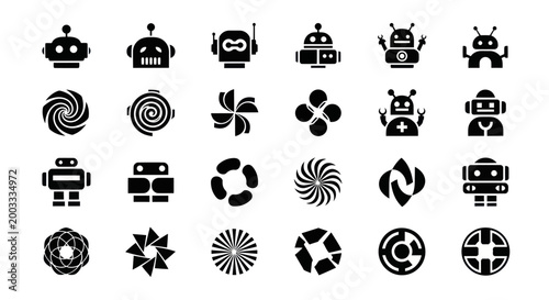 Canvastavla Robots and abstract vector icon set