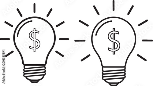 Light bulb icons with dollar sign silhouette vector