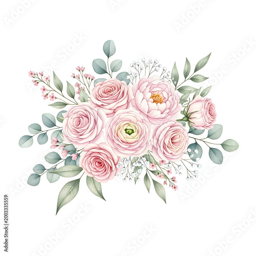 Watercolor Floral Bouquet Soft Pastel Flowers Transparent PNG