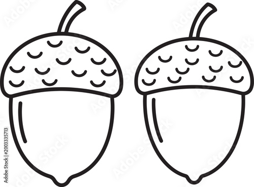 Two acorn icons vector silhouette isolated on white background