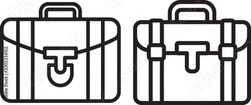 Two briefcases outline for business travel icon