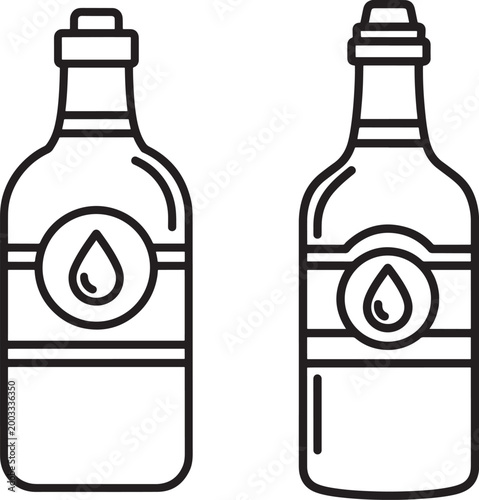 Bottle icons outline vector liquid objects