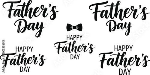 Father's day typography collection with bow tie illustration