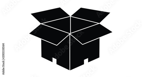 Open cardboard box silhouette on a white background