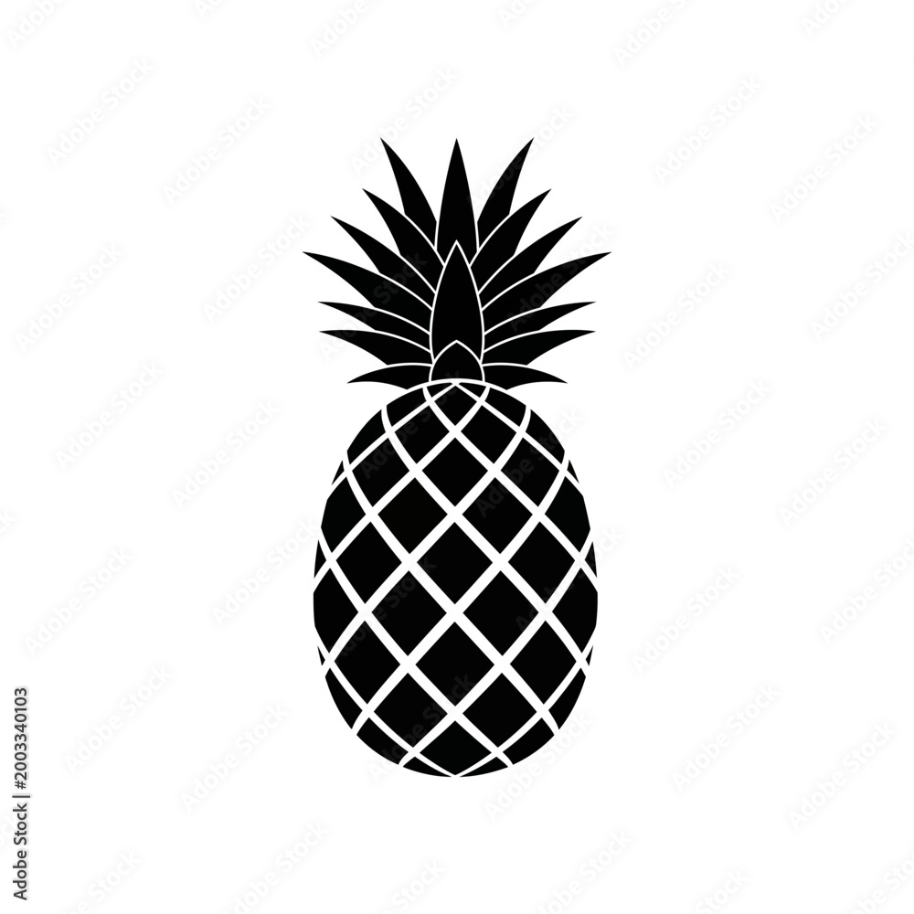Obraz premium Minimalist black and white pineapple illustration vector design isolated