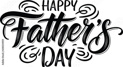 Hand lettered 'happy father's day' greeting with flourishes