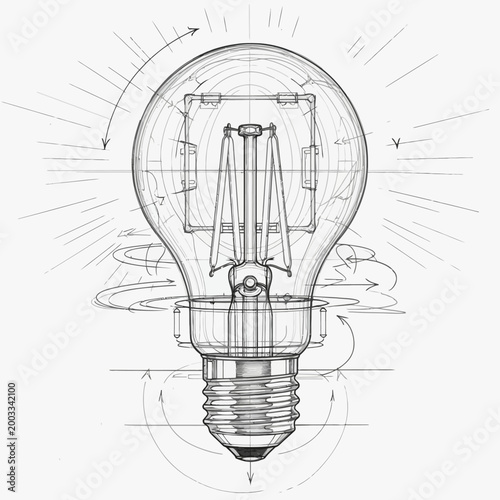 Detailed technical drawing of a light bulb.