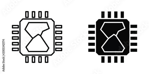 Obraz na płótnie Minimalist integrated circuit chip and microchip icons in black and white