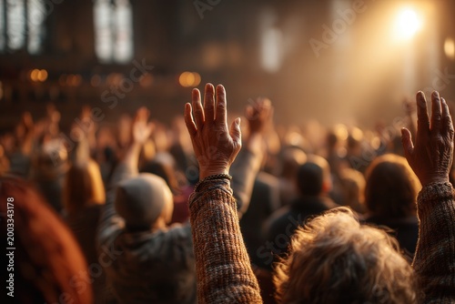 raised hands during church singing