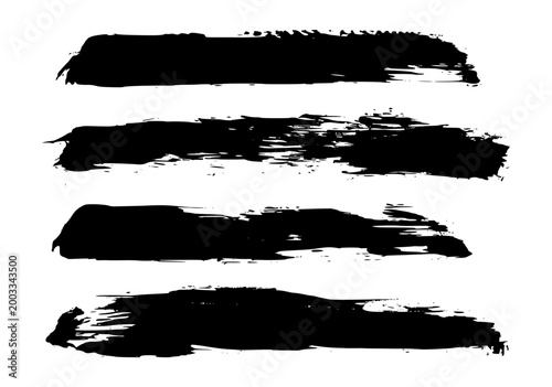 Long Grunge Brush Stroke Banner Label Vector Set