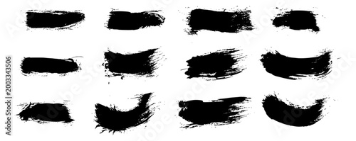 Short Grunge Brush Stroke Banner Label Vector Set