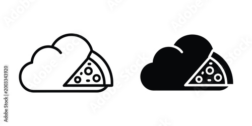 Cloud icon with pizza slice illustration