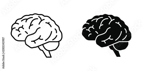Simple black and white brain illustration vector