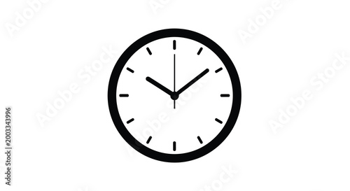 Wall clock silhouette on a white background simple timekeeping design