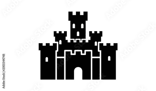Medieval Castle Fortress Silhouette Fantasy Kingdom Palace Icon Graphic