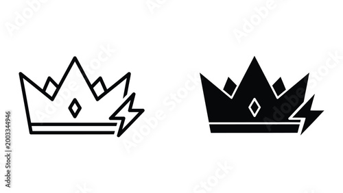 Photos Black and white crown icon with arrow pointing right