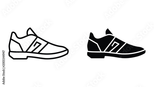 Obraz na płótnie Black and white minimalist sneaker icons side by side