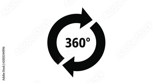 360 degree rotation icon black circular arrow symbol