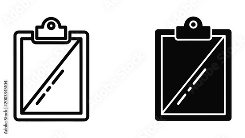 Clipboard with diagonal checkmark line icon