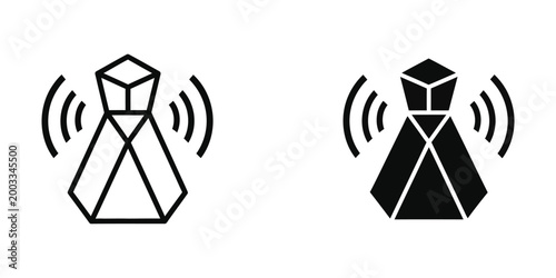 Wireless signal icon with antenna and signal waves