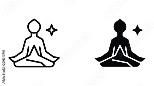 Two meditating person icons with star symbols