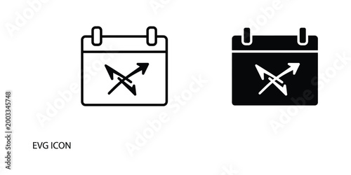 Calendar icon with crossed arrows symbolizing no schedule or cancellation