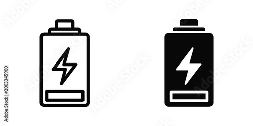 Empty and full battery icon with lightning symbol