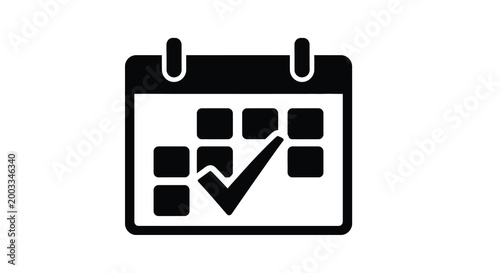 Free Download calendar icon with checkmark black silhouette on white background - GFXLoad