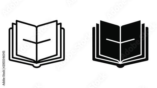Open book icon with black and white color variation