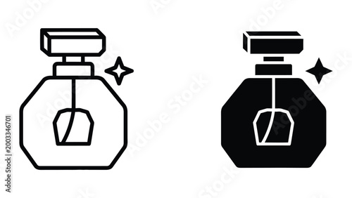 Isometric perfume bottle with atomizer spray effect