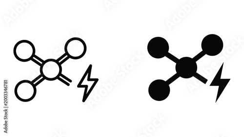Molecule illustration showing chemical bond difference between neutral and charged atoms