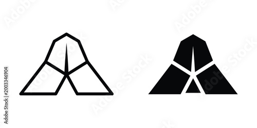 Minimalist geometric triangle icon with starburst center design