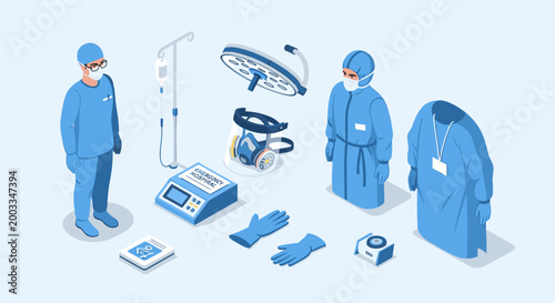 Medical Equipment and Personnel in a Modern Healthcare Setting.