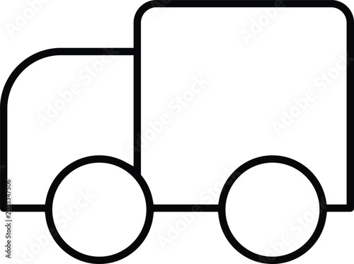 Simple black line of a delivery truck vehicle transport