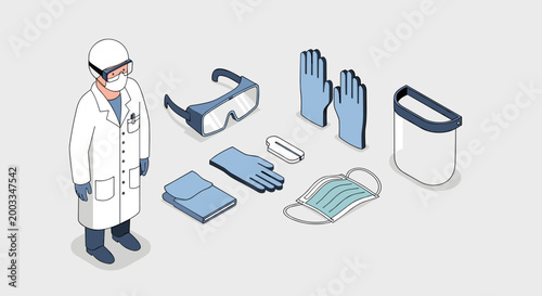Personal Protective Equipment and Medical Professional Illustration.
