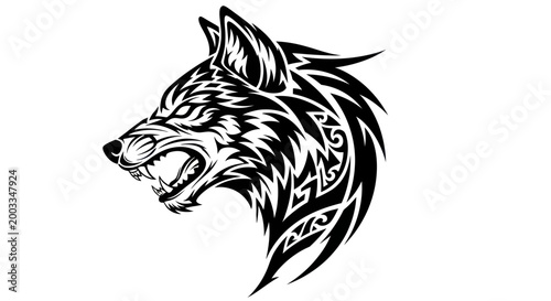 Foto Roaring wolf head graphic