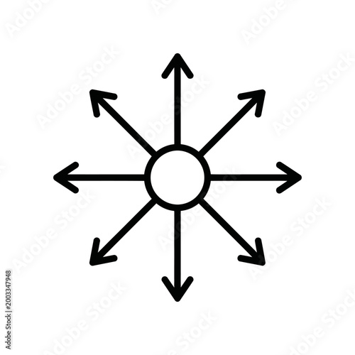 Directional arrows circle flow movement vector icon design minimalist black white