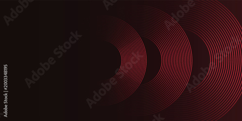 Modern cool red background with glowing diagonal rounded lines. Modern red gradient geometric shape design element. Futuristic concept. Vector illustration