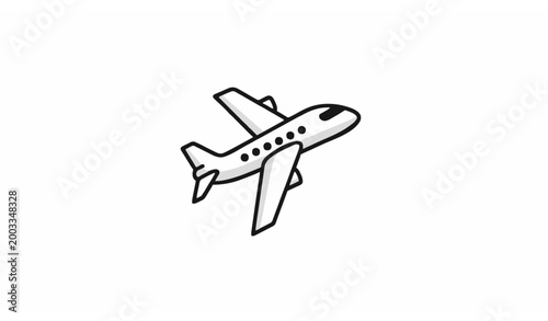 Airplane travel icon vector illustration with transportation concept symbol isolated on white background for aviation and journey design