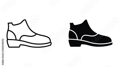 Black and white loafer shoes icon pair