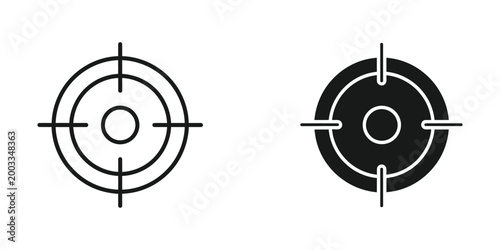 Target crosshair with filled and empty rings icon set