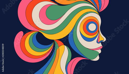 Graphic line art of a female face with abstract minimalist style